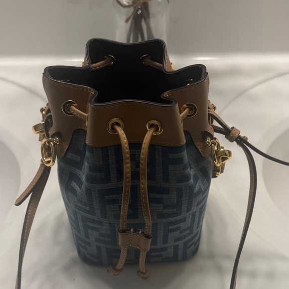 Fendi Blue and Tan Mini Bucket Bag - Picture 8 of 10